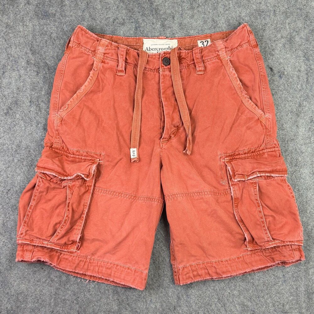 Vintage Y2K Abercrombie & Fitch Red Cargo Shorts Men's Size 32 Heavyweight